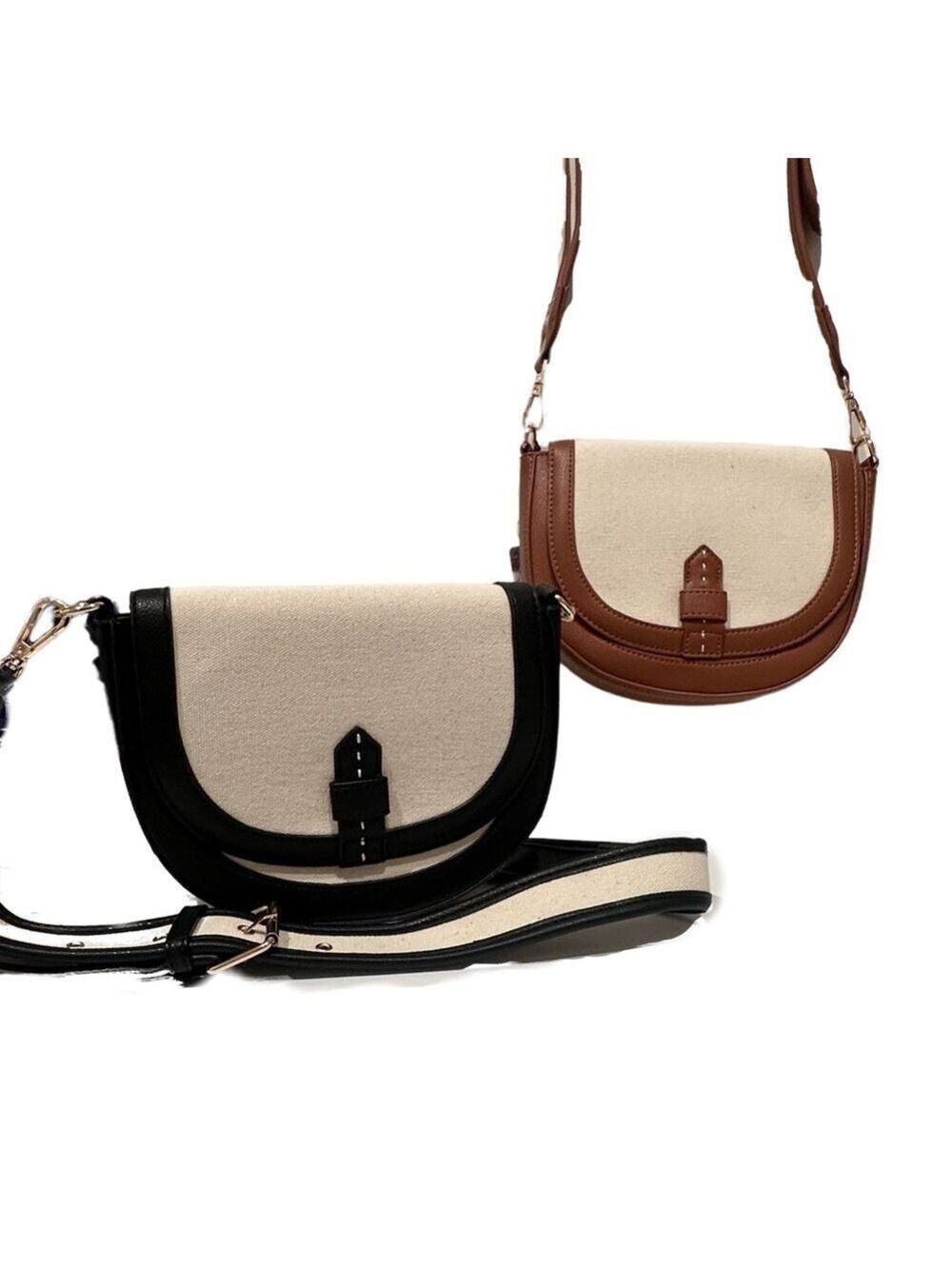 Canvas Safari Messenger Bag Black Tan